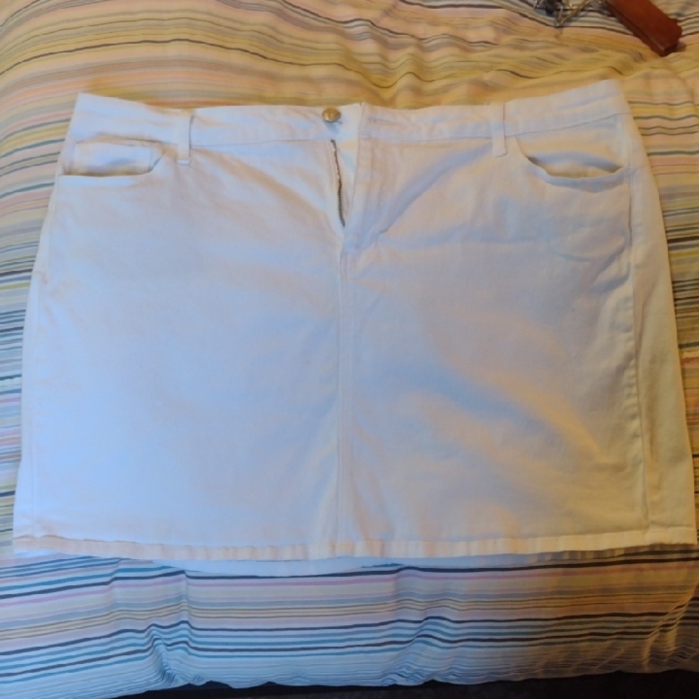 White Denim Mini Skirt